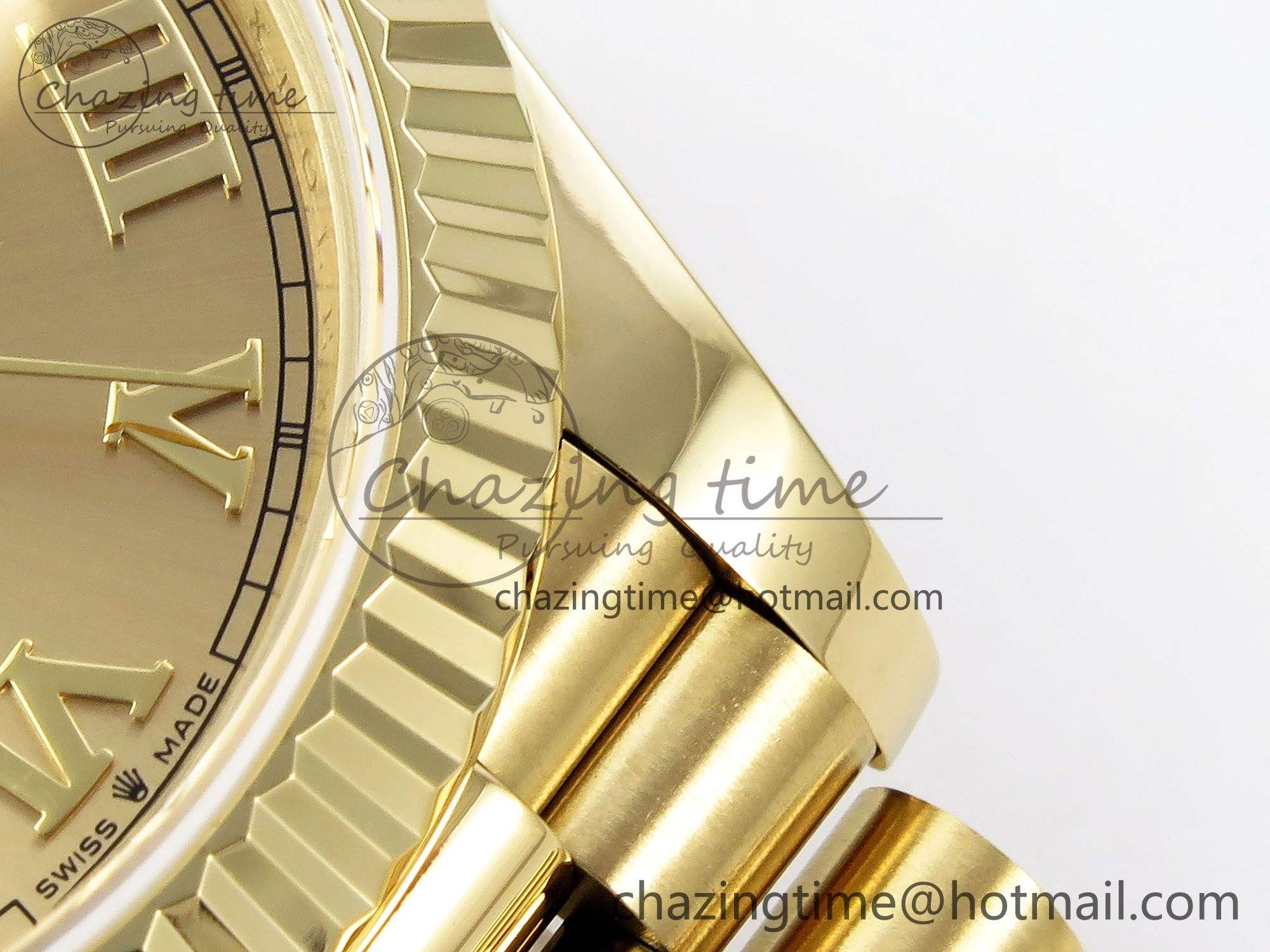 Unique Day Date 40 YG JDF Gain Weight 904L Steel YG Roman Dial on President Bracelet VR3255 V 1367