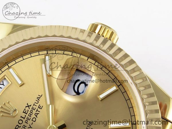 Day Date 40 YG JDF Gain Weight 904L Steel YG Stick Dial on President Bracelet VR3255 V Thermal 1370