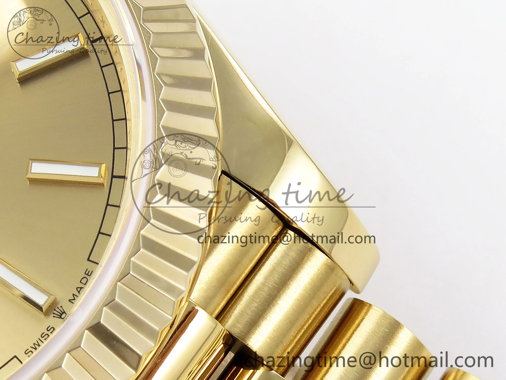 Day Date 40 YG JDF Gain Weight 904L Steel YG Stick Dial on President Bracelet VR3255 V Thermal 1370