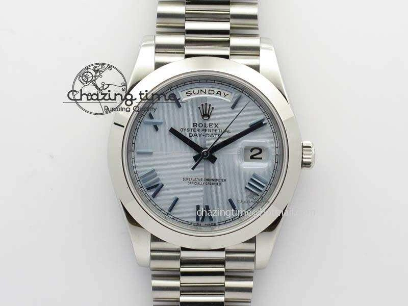 Day-Date 40mm 228206 SS Noob 1:1 Best Edition Quadrant Textured Ice Blue Dial On SS Bracelet A Cozy 3801
