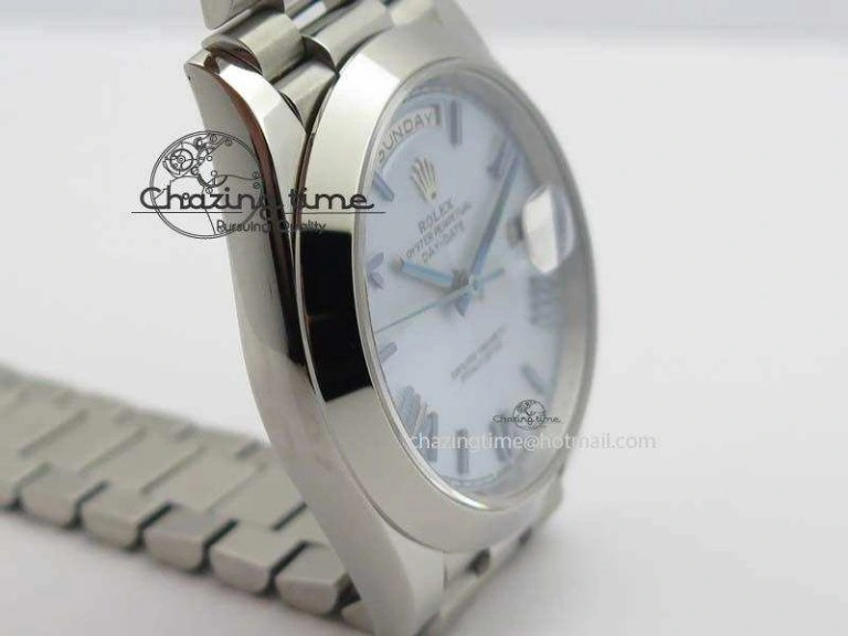 Day-Date 40mm 228206 SS Noob 1:1 Best Edition Quadrant Textured Ice Blue Dial On SS Bracelet A Cozy 3801