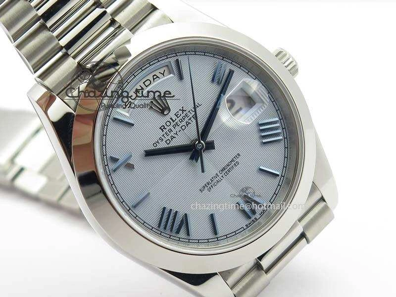 Day-Date 40mm 228206 SS Noob 1:1 Best Edition Quadrant Textured Ice Blue Dial On SS Bracelet A Cozy 3801