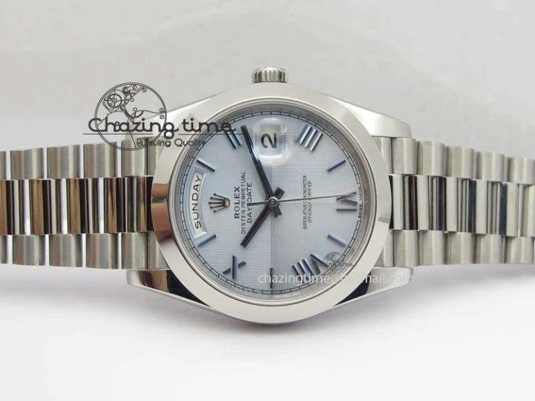 Day-Date 40mm 228206 SS Noob 1:1 Best Edition Quadrant Textured Ice Blue Dial On SS Bracelet A Cozy 3801