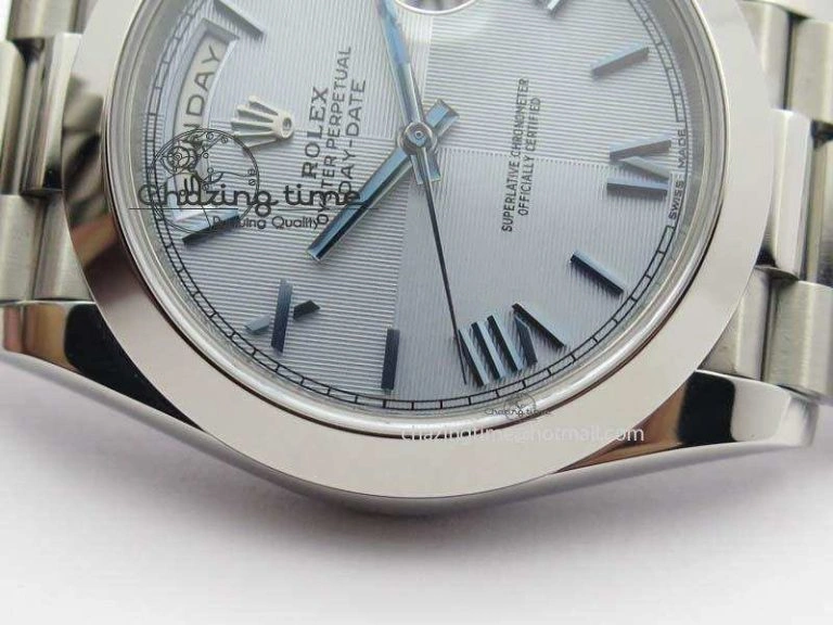 Day-Date 40mm 228206 SS Noob 1:1 Best Edition Quadrant Textured Ice Blue Dial On SS Bracelet A Cozy 3801