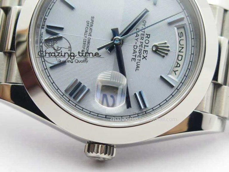 Day-Date 40mm 228206 SS Noob 1:1 Best Edition Quadrant Textured Ice Blue Dial On SS Bracelet A Cozy 3801