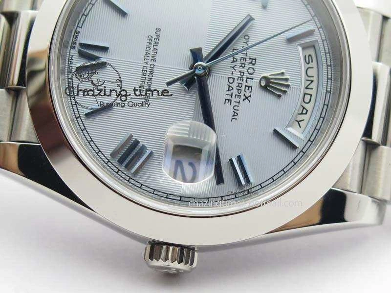 Day-Date 40mm 228206 SS Noob 1:1 Best Edition Quadrant Textured Ice Blue Dial On SS Bracelet A Cozy 3801