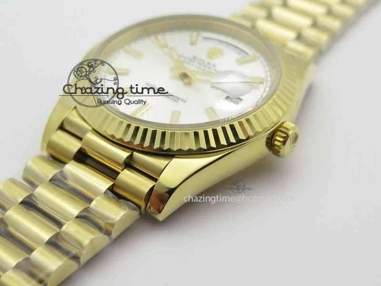 Fashionable Day-Date 40mm 228238 YG Noob 1:1 Best Edition Silver Dial On YG President Bracelet A 3710