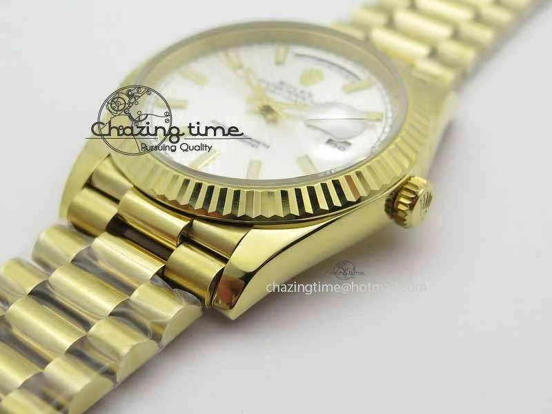 Fashionable Day-Date 40mm 228238 YG Noob 1:1 Best Edition Silver Dial On YG President Bracelet A 3710