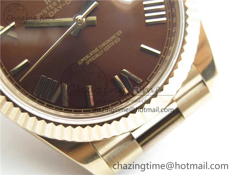 Day-Date 40mm 228239 BP New Dial Version 904 RG Brown Roman Dial on RG President Bracelet A EyeCatching 2824