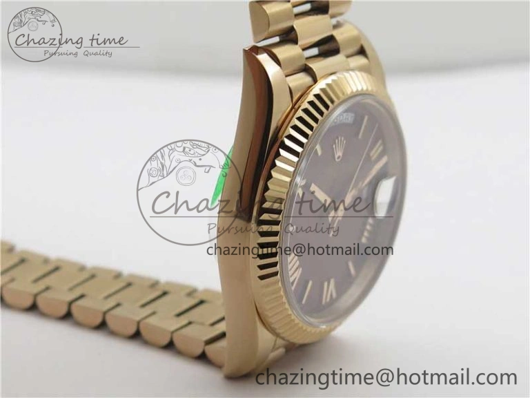 Day-Date 40mm 228239 BP New Dial Version 904 RG Brown Roman Dial on RG President Bracelet A EyeCatching 2824