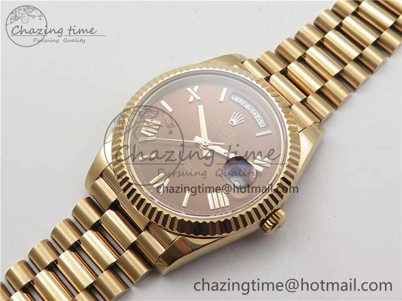 Day-Date 40mm 228239 BP New Dial Version 904 RG Brown Roman Dial on RG President Bracelet A EyeCatching 2824