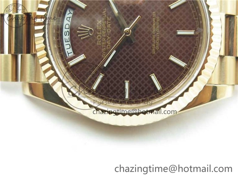 Day-Date 40mm 228239 BP New Dial Version 904 RG Brown Stick Markers Dial on RG President Bracelet A HighPerformance 2829