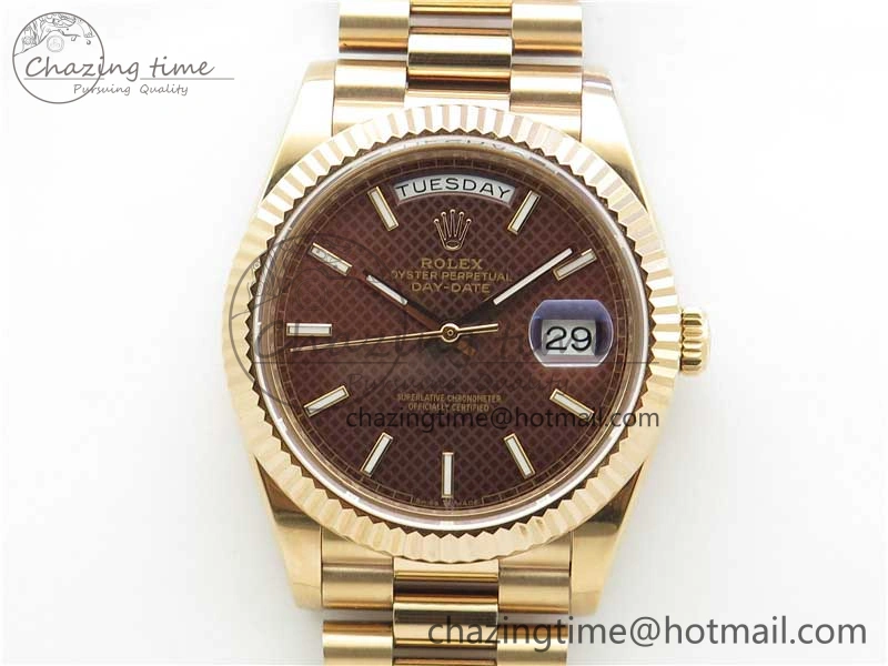 Day-Date 40mm 228239 BP New Dial Version 904 RG Brown Stick Markers Dial on RG President Bracelet A HighPerformance 2829