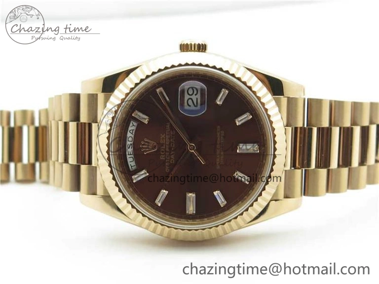Day-Date 40mm 228239 BP New Dial Version 904 RG Brown T Crystal Markers Dial on RG President Bracelet A Practical 2825
