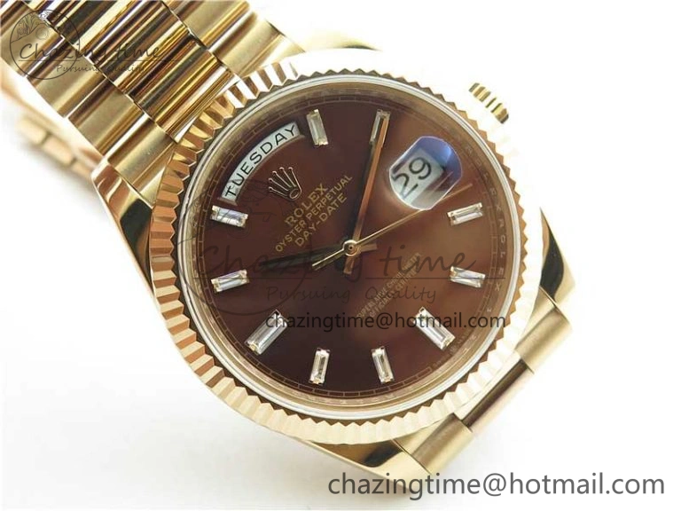 Day-Date 40mm 228239 BP New Dial Version 904 RG Brown T Crystal Markers Dial on RG President Bracelet A Practical 2825