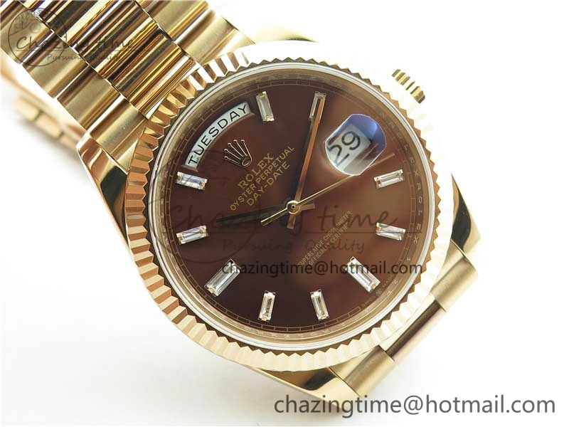 Day-Date 40mm 228239 BP New Dial Version 904 RG Brown T Crystal Markers Dial on RG President Bracelet A Practical 2825