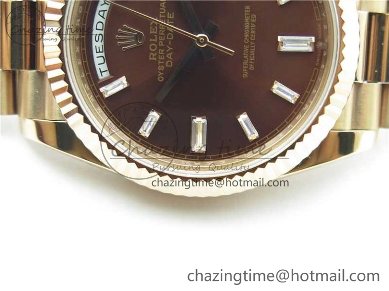Day-Date 40mm 228239 BP New Dial Version 904 RG Brown T Crystal Markers Dial on RG President Bracelet A Practical 2825