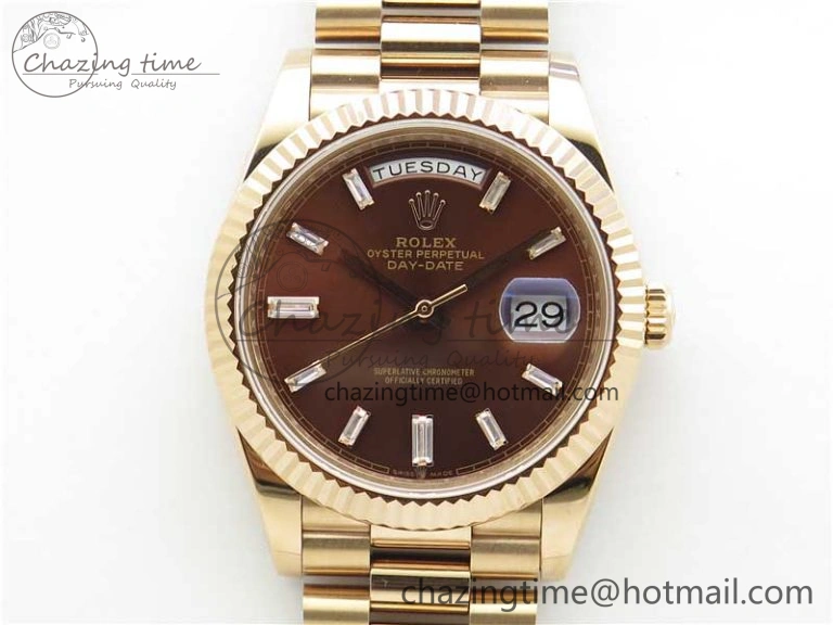 Day-Date 40mm 228239 BP New Dial Version 904 RG Brown T Crystal Markers Dial on RG President Bracelet A Practical 2825