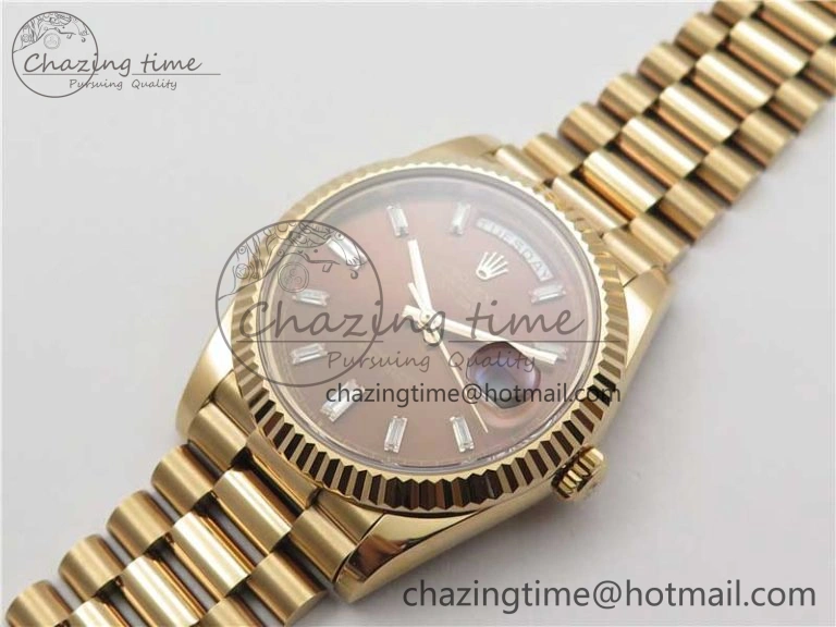 Day-Date 40mm 228239 BP New Dial Version 904 RG Brown T Crystal Markers Dial on RG President Bracelet A Practical 2825