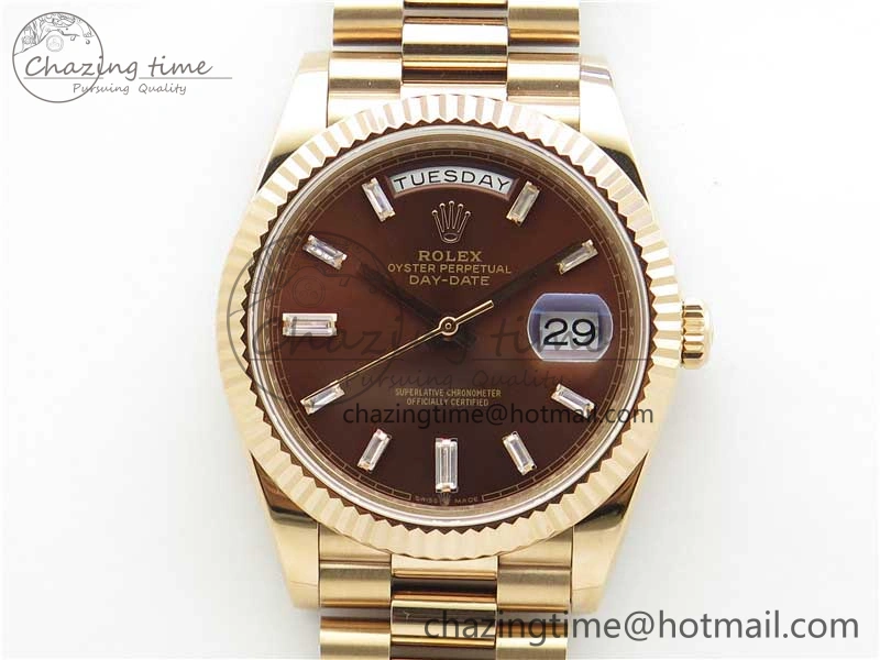 Day-Date 40mm 228239 BP New Dial Version 904 RG Brown T Crystal Markers Dial on RG President Bracelet A Practical 2825