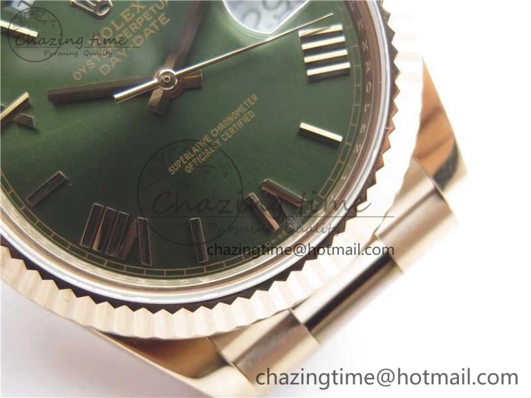 Day-Date 40mm 228239 BP New Dial Version 904 RG Green Roman Dial on RG President Bracelet A Stretchable 2828