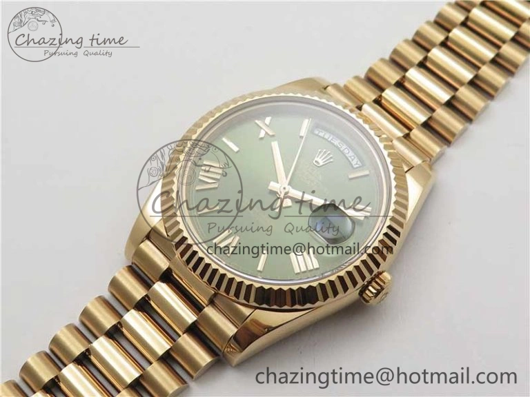 Day-Date 40mm 228239 BP New Dial Version 904 RG Green Roman Dial on RG President Bracelet A Stretchable 2828