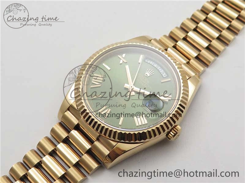 Day-Date 40mm 228239 BP New Dial Version 904 RG Green Roman Dial on RG President Bracelet A Stretchable 2828