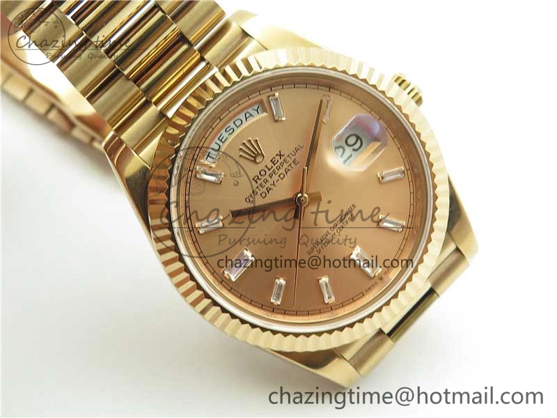 SoftTouch Day-Date 40mm 228239 BP New Dial Version 904 RG T Crystal Markers RG Dial on RG President Bracelet A 2834