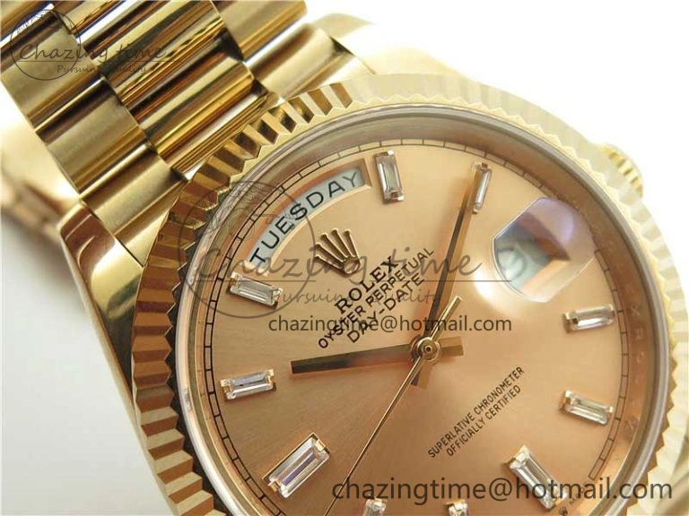 SoftTouch Day-Date 40mm 228239 BP New Dial Version 904 RG T Crystal Markers RG Dial on RG President Bracelet A 2834