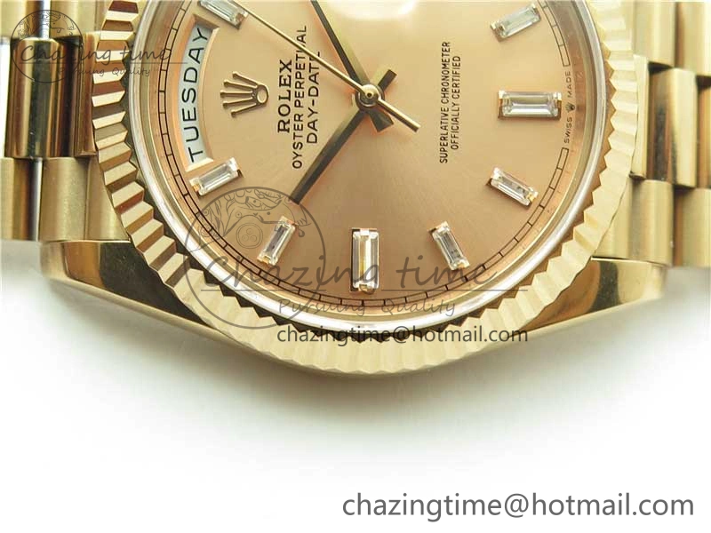 SoftTouch Day-Date 40mm 228239 BP New Dial Version 904 RG T Crystal Markers RG Dial on RG President Bracelet A 2834
