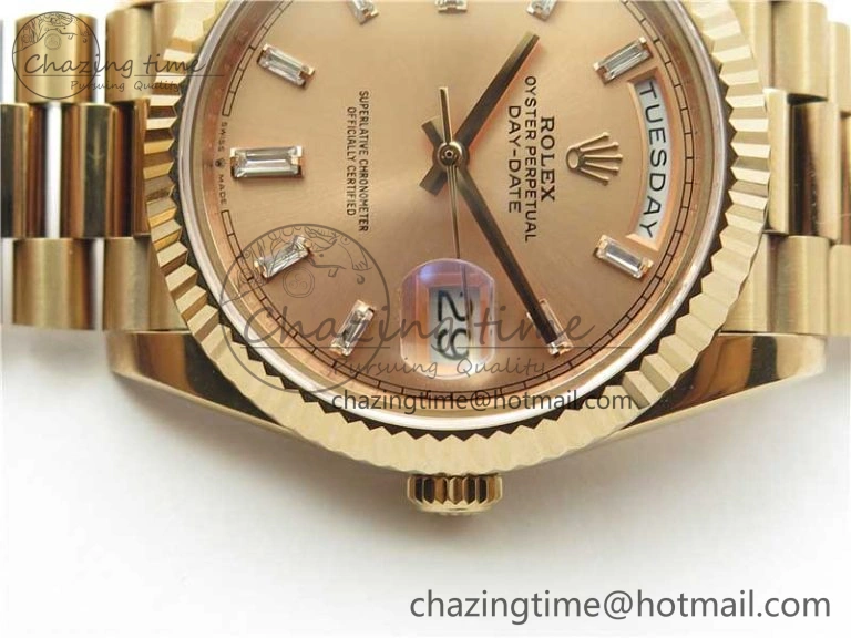 SoftTouch Day-Date 40mm 228239 BP New Dial Version 904 RG T Crystal Markers RG Dial on RG President Bracelet A 2834