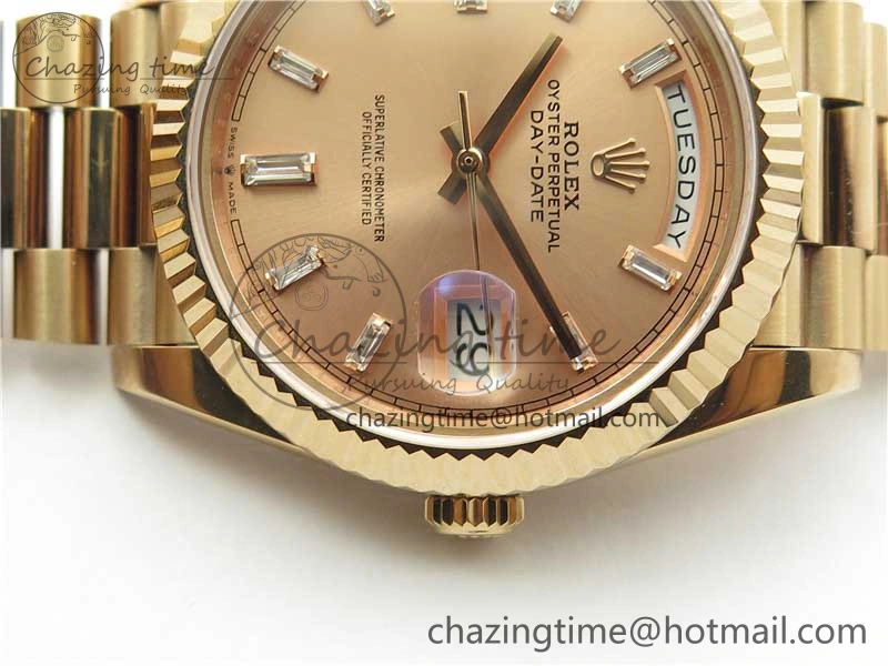 SoftTouch Day-Date 40mm 228239 BP New Dial Version 904 RG T Crystal Markers RG Dial on RG President Bracelet A 2834