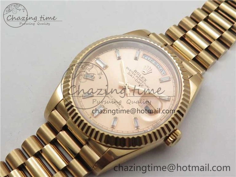 SoftTouch Day-Date 40mm 228239 BP New Dial Version 904 RG T Crystal Markers RG Dial on RG President Bracelet A 2834
