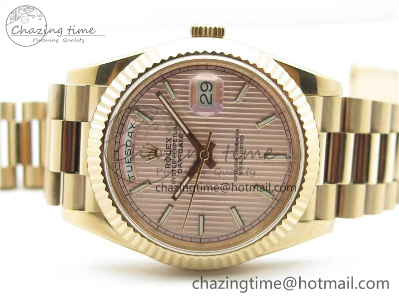 Durable Day-Date 40mm 228239 BP New Dial Version 904 RG Textured Stick Markers Dial on RG President Bracelet A 2826