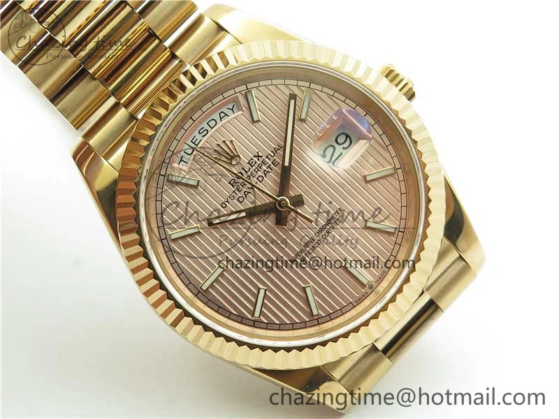 Durable Day-Date 40mm 228239 BP New Dial Version 904 RG Textured Stick Markers Dial on RG President Bracelet A 2826