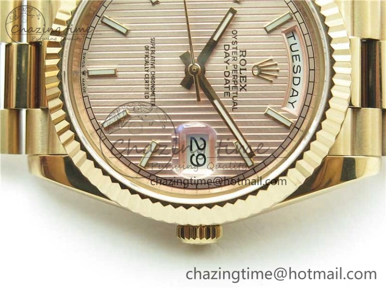 Durable Day-Date 40mm 228239 BP New Dial Version 904 RG Textured Stick Markers Dial on RG President Bracelet A 2826