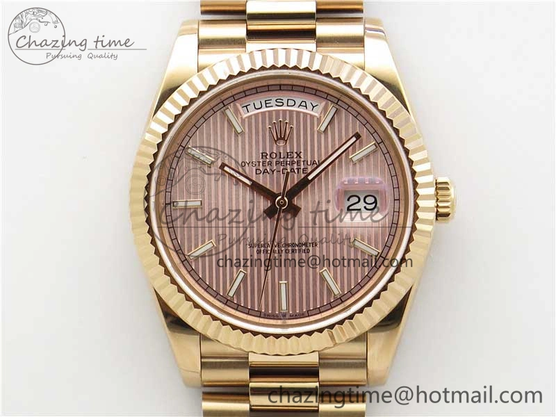 Durable Day-Date 40mm 228239 BP New Dial Version 904 RG Textured Stick Markers Dial on RG President Bracelet A 2826