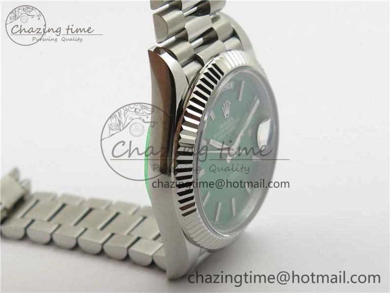 Comfortable Day-Date 40mm 228239 BP New Dial Version 904 SS Green Stick Markers Dial on SS President Bracelet A 2817