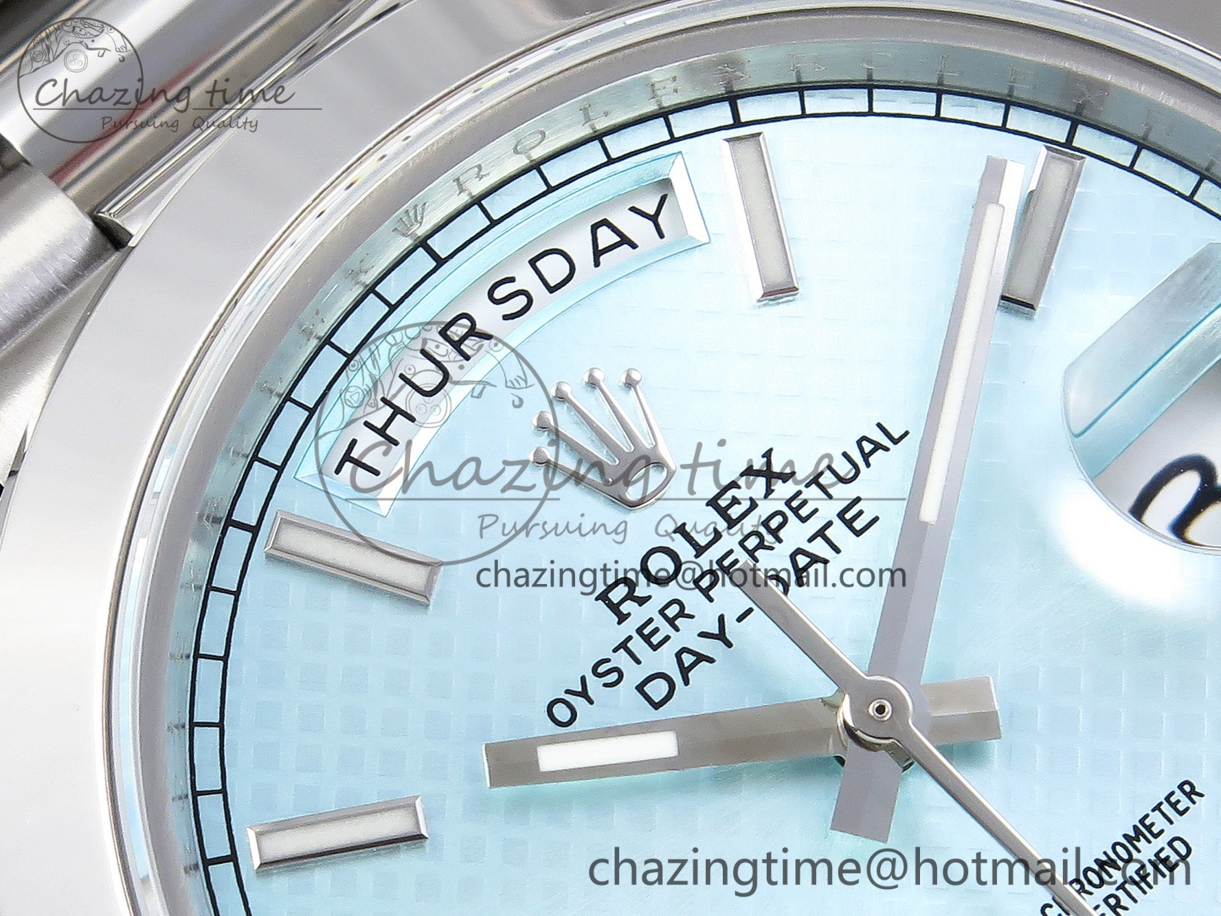 EyeCatching Day-Date 40mm 228239 BP New Dial Version 904 SS Ice Blue Stick Markers Dial On SS President Bracelet A 1876