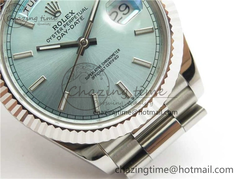 Day-Date 40mm 228239 BP New Dial Version 904 SS Ice Blue Stick Markers Dial on SS President Bracelet A BestValue 2821