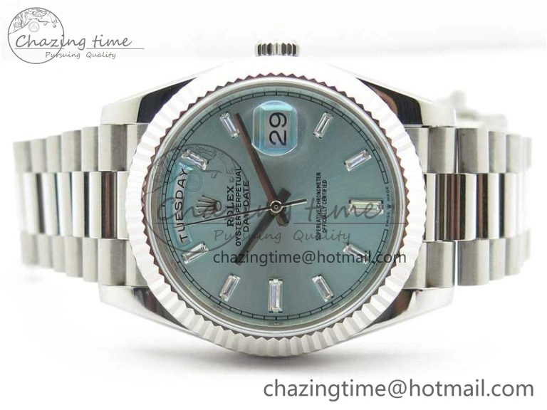 Timeless Day-Date 40mm 228239 BP New Dial Version 904 SS Ice Blue T Crystal Markers Dial on SS President Bracelet A 2822