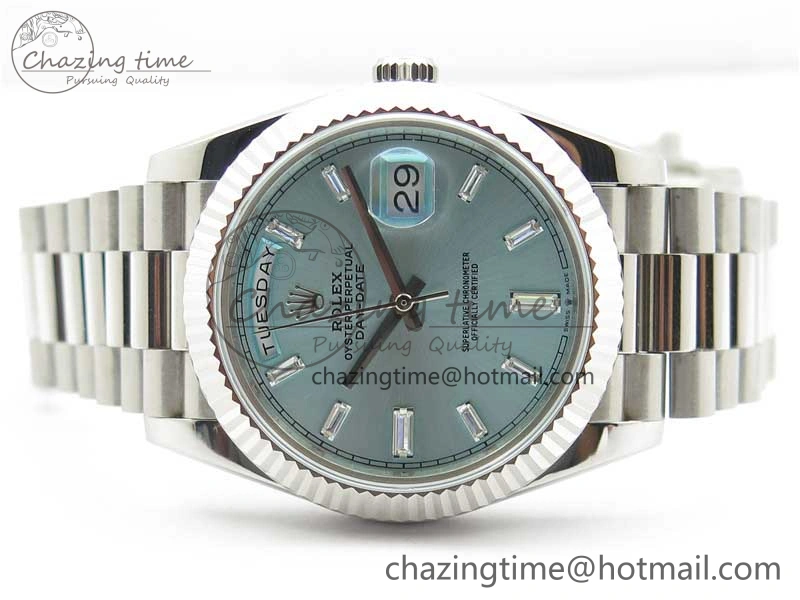 Timeless Day-Date 40mm 228239 BP New Dial Version 904 SS Ice Blue T Crystal Markers Dial on SS President Bracelet A 2822