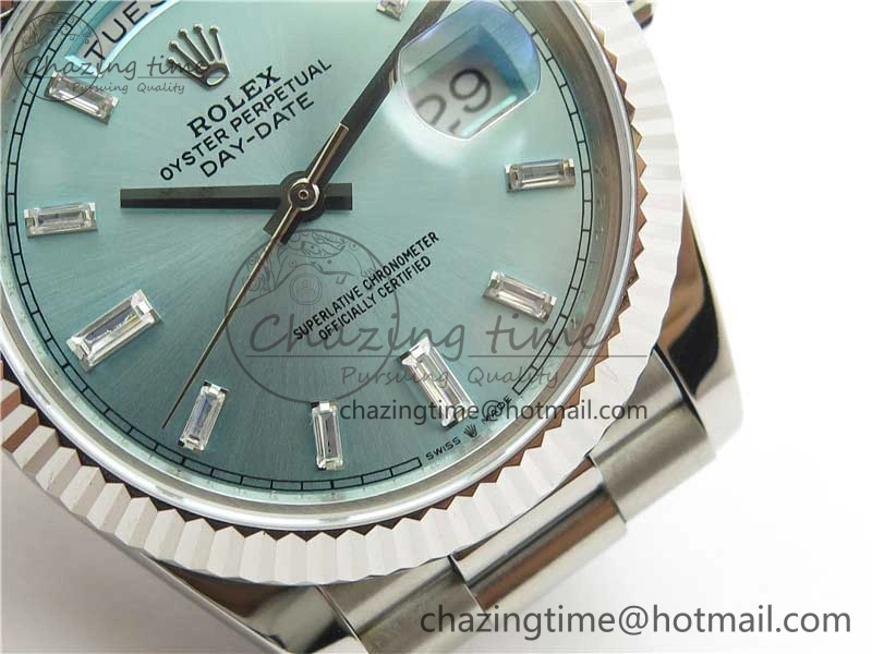Timeless Day-Date 40mm 228239 BP New Dial Version 904 SS Ice Blue T Crystal Markers Dial on SS President Bracelet A 2822