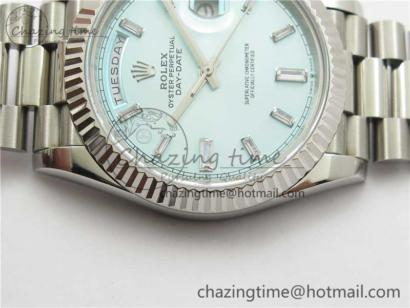Timeless Day-Date 40mm 228239 BP New Dial Version 904 SS Ice Blue T Crystal Markers Dial on SS President Bracelet A 2822
