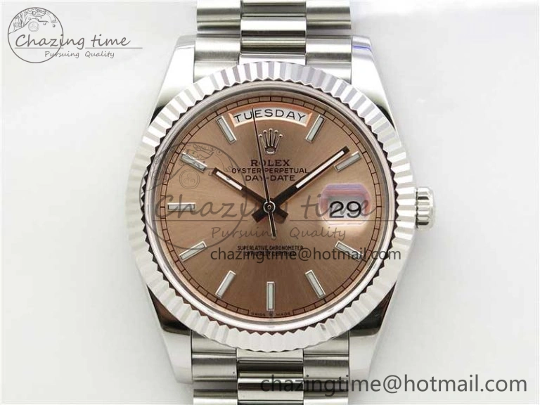 Colorful Day-Date 40mm 228239 BP New Dial Version 904 SS RG Stick Markers Dial on SS President Bracelet A 2819