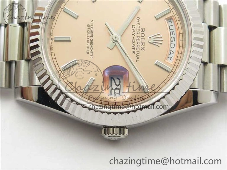 Colorful Day-Date 40mm 228239 BP New Dial Version 904 SS RG Stick Markers Dial on SS President Bracelet A 2819