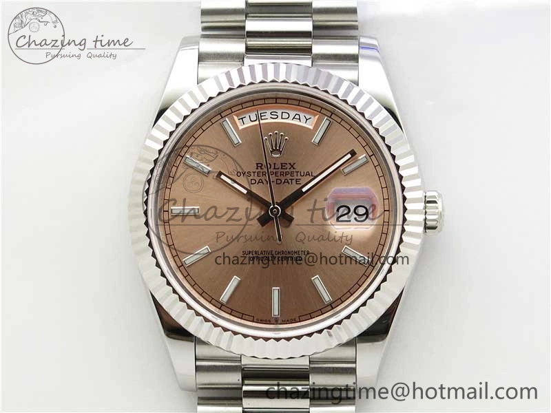 Colorful Day-Date 40mm 228239 BP New Dial Version 904 SS RG Stick Markers Dial on SS President Bracelet A 2819