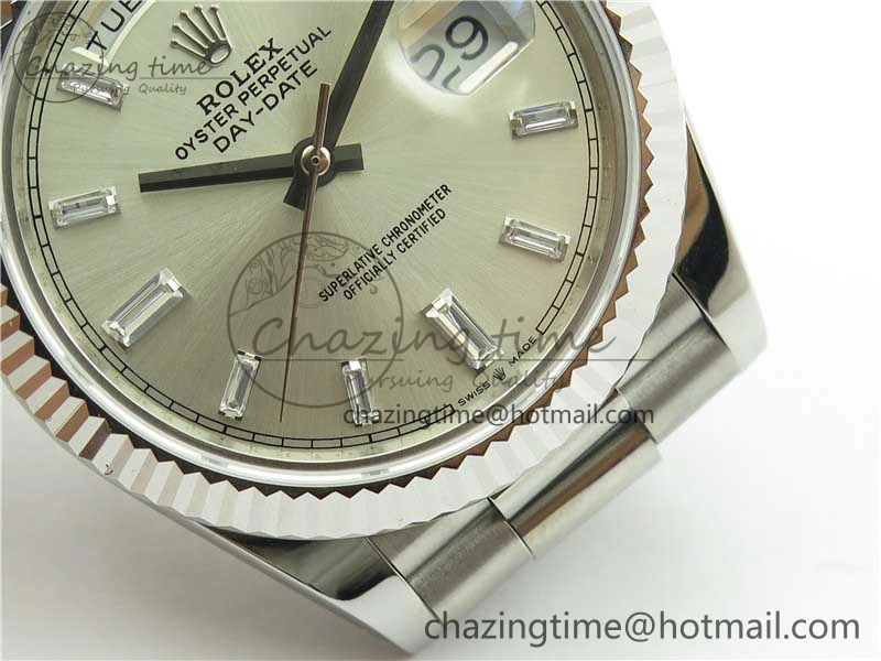 Day-Date 40mm 228239 BP New Dial Version 904 SS Silver T Crystal Markers Dial on SS President Bracelet A Lightweight 2816