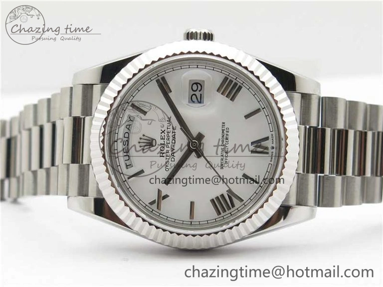 Day-Date 40mm 228239 BP New Dial Version 904 SS White Roman Dial on SS President Bracelet A QuickDry 2823