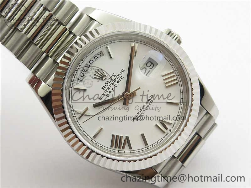 Day-Date 40mm 228239 BP New Dial Version 904 SS White Roman Dial on SS President Bracelet A QuickDry 2823